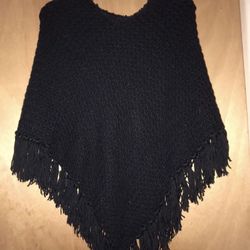 Small black knitted poncho / shawl / wrap $18
