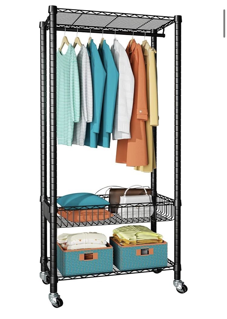 Portable Clothing Rack and Closet Hanging Shelves | Extra Storage and Organizer
