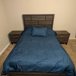 width 55 x high 76 Bed Frame + 2 Matching Nightstands