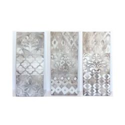 Set of 3 Abstract Neutral Brown & Grey Wall Art on Stretched Canvas