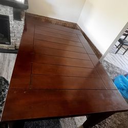 Solid Dark Wood Table 4 Chairs And A Bench