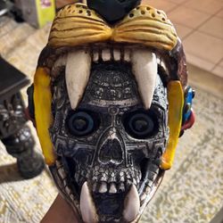 Mexican Aztec Resin Skull Jaguar 