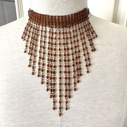 Orange Beaded Choker Necklace 