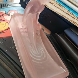 H. Hoffman Frosted Pink Glass Soap Dish

