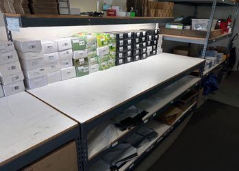 8 Foot Work Bench Table + 2 Lower and 1 Upper Shelves