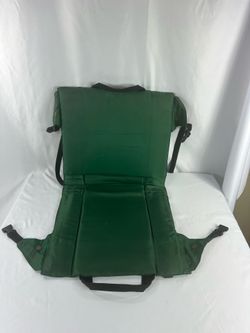 Green Portable Stadium Seat Cushion with Back Support, Straps & Storage Pocket