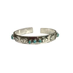 Silver Tone And Faux Turquoise Cuff Bracelet 