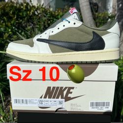 Jordan 1 Low Travis Scott Olive Sz 10 New Gamma Fragment