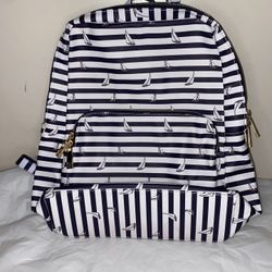 OASIS Women Navy Blue White Striped boats ships Girl Backpack 