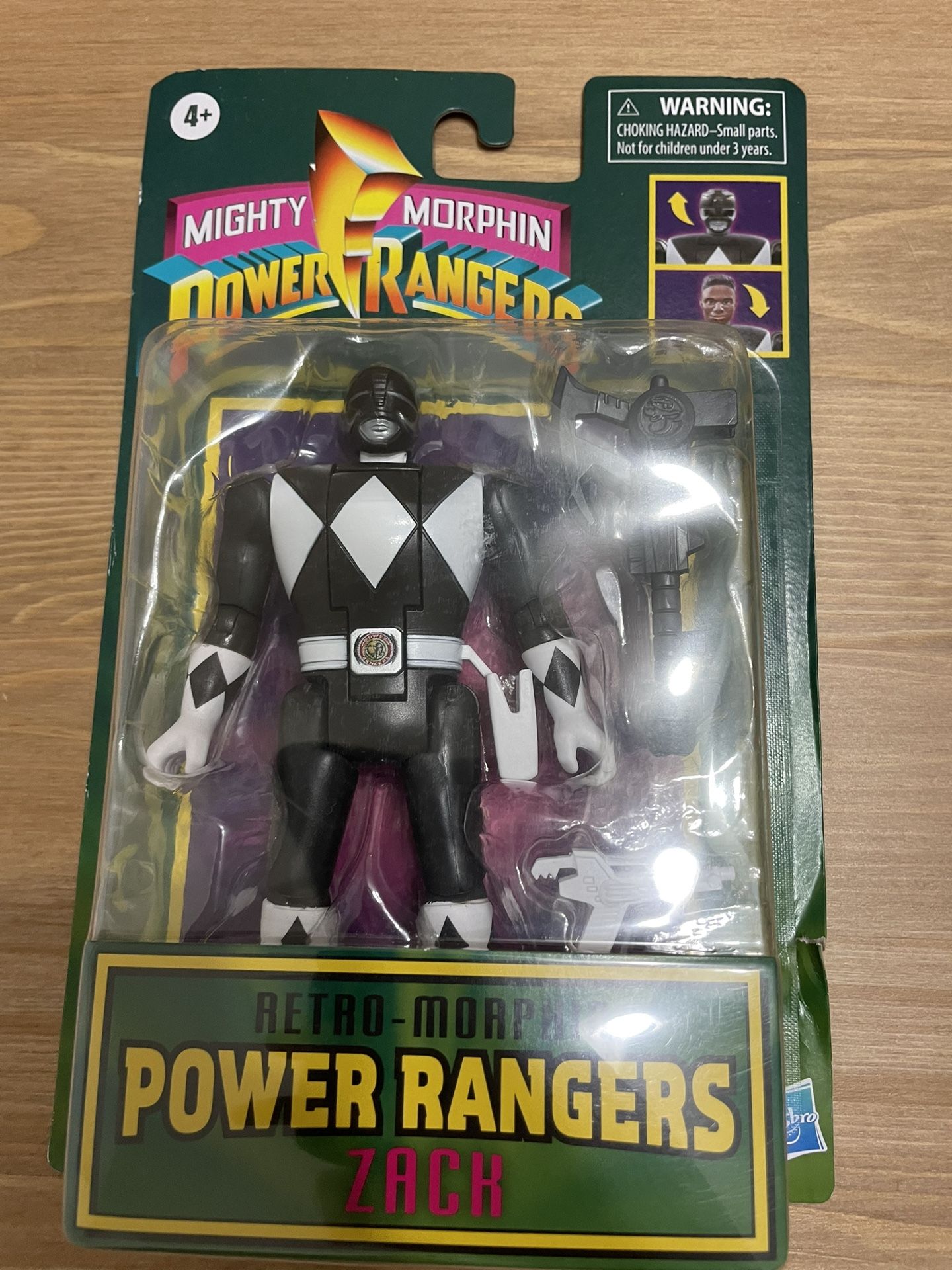 Hasbro Mighty Morphin Power Rangers Retro Morphin Black Ranger Zack Figure NEW