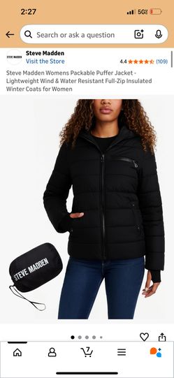 WOMENS PACKABLE PUFFER JACKET WIND- WATER RESISTANT SIZE M BRAND NEW TAGS ON- STEVE MADDEN from $70 asking only  $40