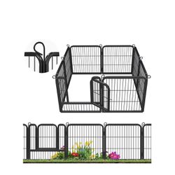 24in x 17ft Decorative Garden Fence Rustproof Folding Fencing Landscape Patio Flower Bed Animal Barrier Border for Dog Outdoor Fences Black