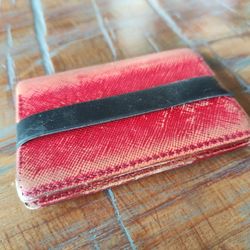 Ainste Evan Small, Saffiano Red Leather RFID Minimalist Wallet