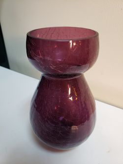 Amethyst craquelure glass vase