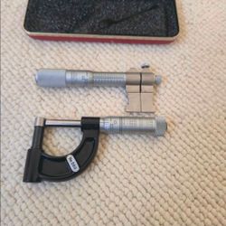 Starrett No. 569 Tube Micrometer w/ Case + No. 700 Inside Micrometer