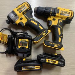Dewalt New Kit Drill And Impact  BRUSHLESS , Batteries (2) And Charger 