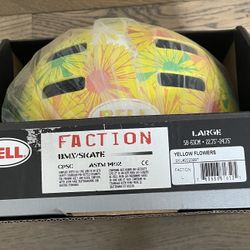 Bell Faction BMX/Skate helmet in the "Yellow Flowers" colorway, size Large