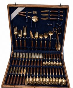 Vintage Wooden Flatware Set in Case