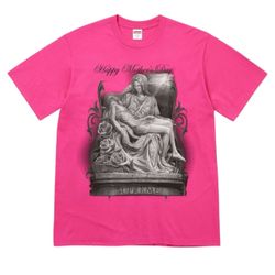 Supreme Tears Jesus Mary Guadalupe Tee Pink