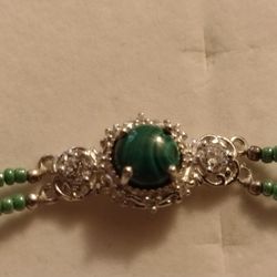 Malichite And Silver Bracelet.