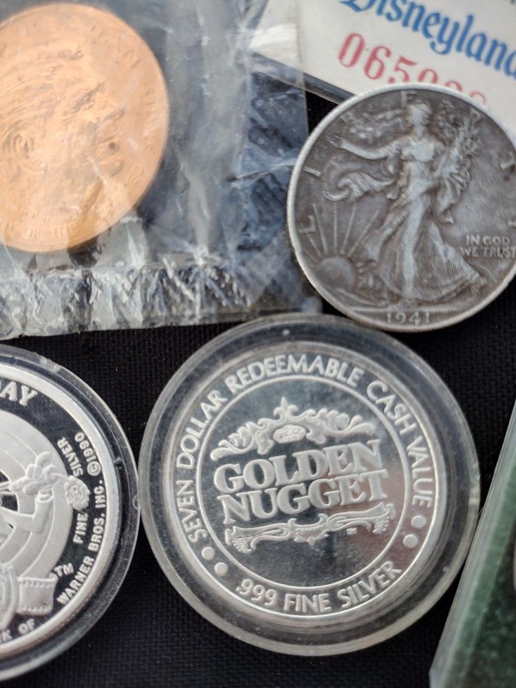 2, 1oz 999 coins and liberty 1/2 dollar - $100