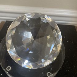 Viny Crystal Glass Diamond Shaped Paperweight Geometric 4”