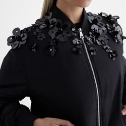 Express Jacket - Floral Embellished Oversized Bomber Jacket