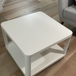 White Coffee Table on Wheels
