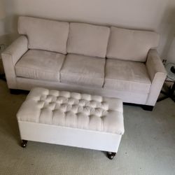 80” Upholstered Sofa Couch plus Ottoman