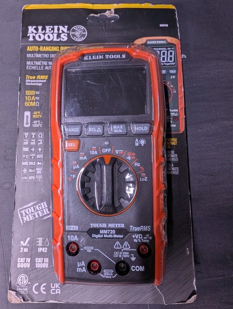 Klein Tools Auto Ranging Digital Multimeter 1000v10a60m(True RMS)(MM720)