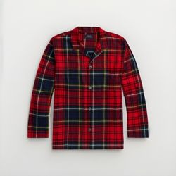 Polo Ralph Lauren Plaid Flannel Pajamas Shirt Red Size L Retail $55