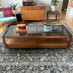 1960s John Keal Brown Saltman Mid-Century Modern Coffee Table W Smoked Glass Top 