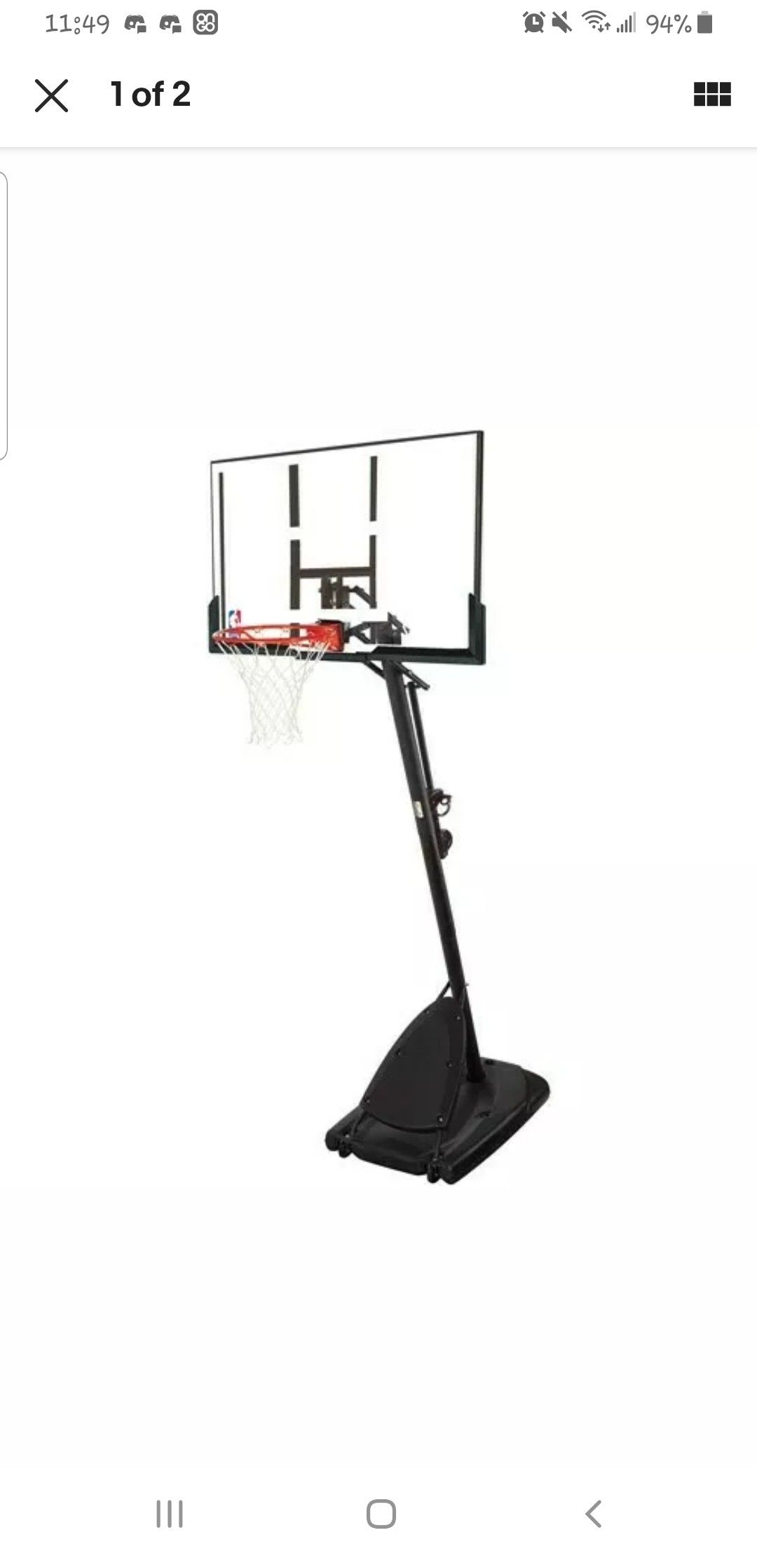 Spalding NBA 54" Portable Angled Basketball Hoop with Polycarbonate Backboard