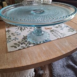 Jeannette 10 In Ice Blue Cake Pedestal 