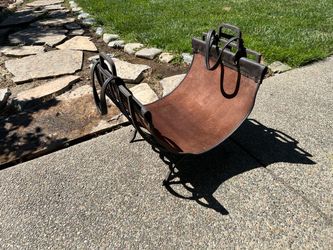Fireplace Log Holder - Leather and Iron