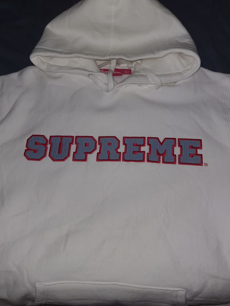 Supreme white logo hoodie