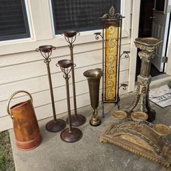 Classy Decor Items. Coal Bucket. Candle Holder. Pedestal. Urn