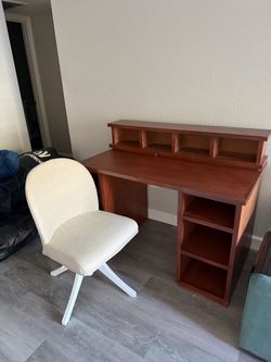 Wood Desk with Adjustable Chair