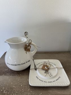 Mud Pie Margarita Pitcher and Salt / Lime Dish Set - New
