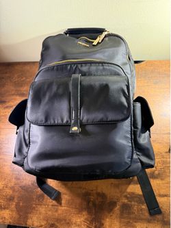 Joan & David Black Nylon Backpack Gold Zipper Women's Fashion Travel School Bag
