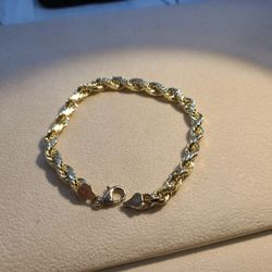 10K Solod Gold Hollow Rope Bracelet 7mm 8 Inches