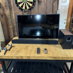 Samsung 43” 4K Smart TV + Vizio Sound Bar & Wireless Sub – Complete Setup