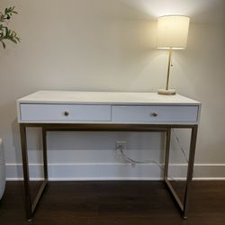 White And Brass Desk