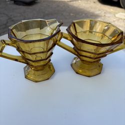 Set of Vintage Amber Tea Set