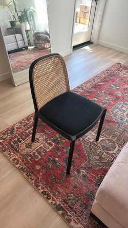 Black Rattan Mid Centurt Dining Chair with Cane Back