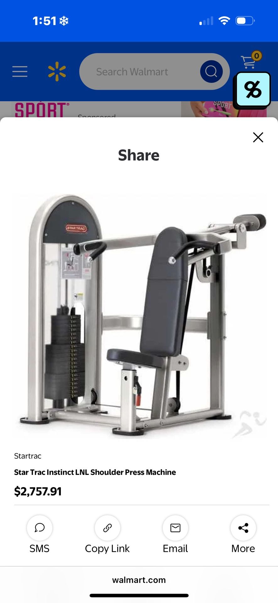 Star Trac Instinct LNL Shoulder Press Machine