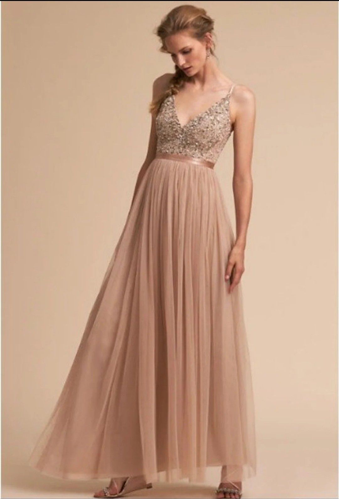 BHLDN Avery Dress-Blush-Size 14
