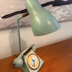 Mid-Century Modern Trey Boye Blue Paint Unique Lamp Lighter Lighter Clock Rare