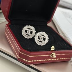 Luxury Earrings CC 925 Sterling Silver Designer Round Trendy Classy Elegant Party Event Prom