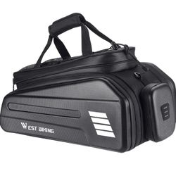 Waterproof Cycling Bag E-Bike RearSeat Bag Electric Bicycle Battery Bag Expandable Large Capacity Bicycle Rack Seats Bag Waterproof Cycling Bag, Black